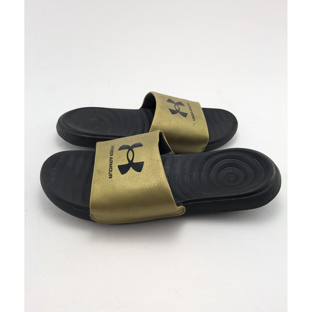 Womens Under Armour Ansa Fixed Strap Black Gold Sandals 3023772-006 Size 11